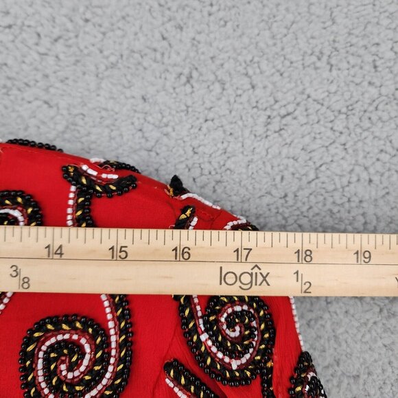 Vintage Stenay Beaded 100% Silk Jacket Mardi Gras Red Black Size PL - Picture 6 of 16